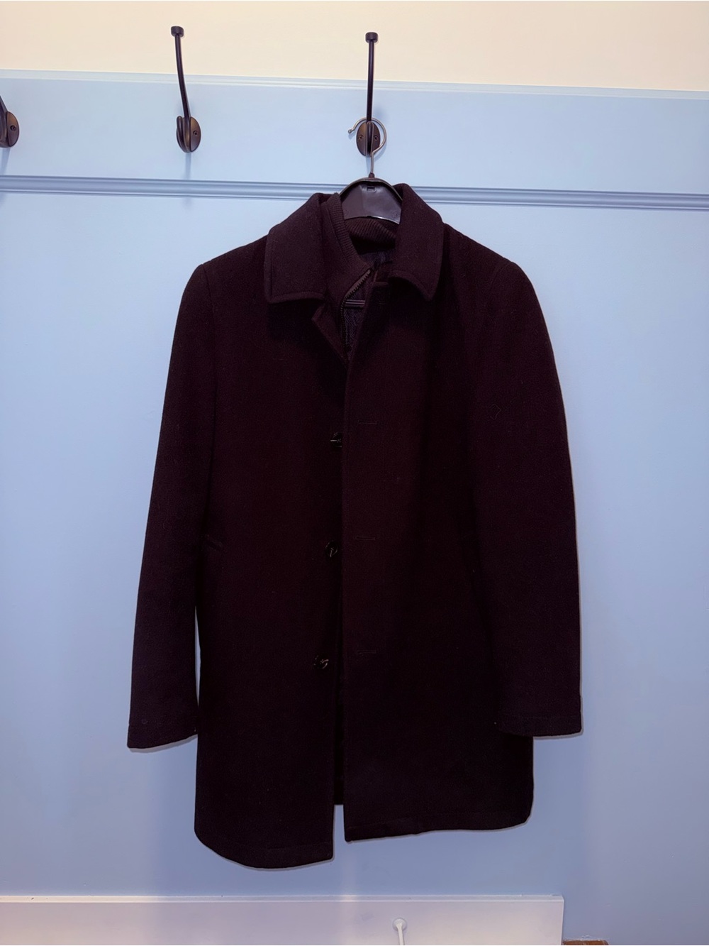 Wool Peacoat with Fleece Liner, Jones New York, Black Size L/XL Mens Vintage